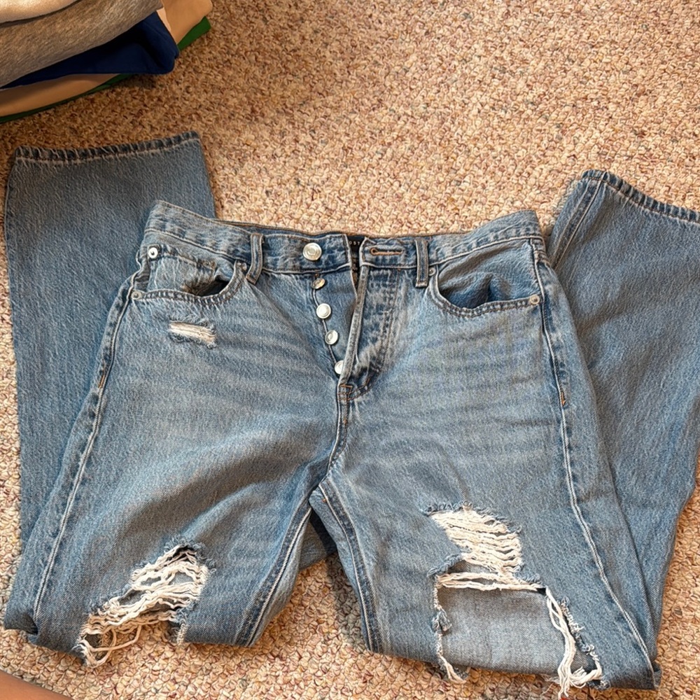Aeropostale Light Blue Distressed Boyfriend Jeans- 90s Baggy